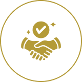 Handshake with checkmark symbol